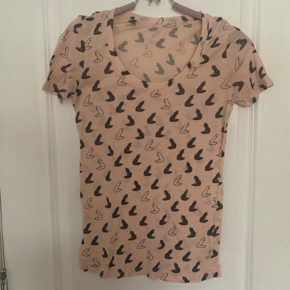 Urban Outfitters Pink Cat Print Tee